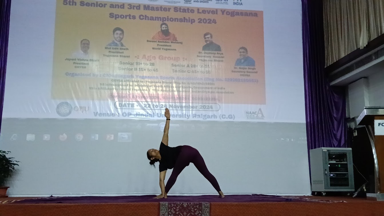 Group pranayama class with breathing exercise